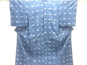 大正ロマン　花模様織り出し手織り紬単衣着物